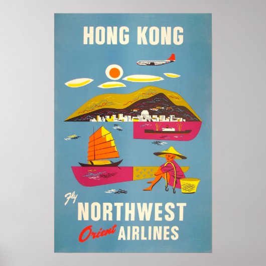 Hong Kong Vintage Travel Poster (Voorkant)
