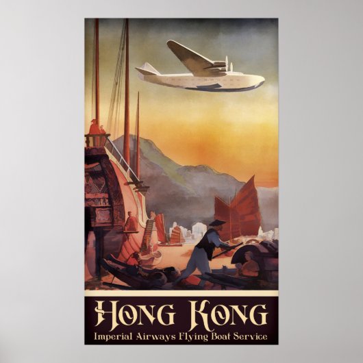 Hong Kong Vintage Travel Poster (Voorkant)