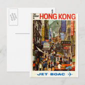 Hong Kong Vintage Travel Poster Briefkaart (Voorkant / Achterkant)