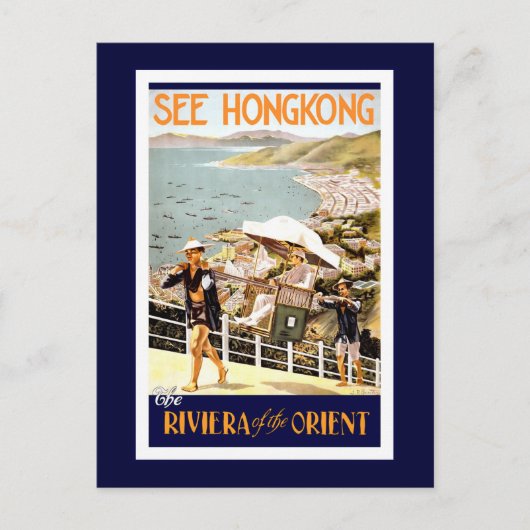 "Hong Kong Vintage Travel Poster" Briefkaart (Voorkant)