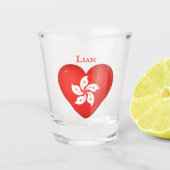 Hong Kong Vlag Hart Gepersonaliseerd Shot Glas (Voorkant)