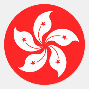 Hong Kong Vlag "Klassiek" Ronde Sticker