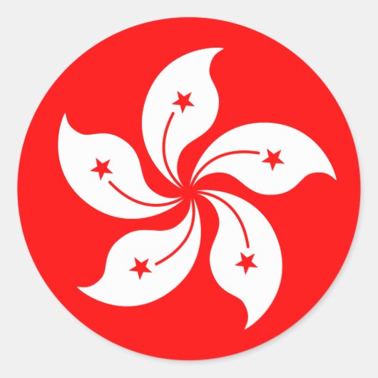 Hong Kong Vlag "Klassiek" Ronde Sticker (Voorkant)