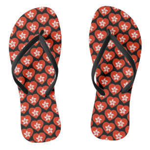 Hong Kong vlag kleuren harten patroon patriottisch Teenslippers