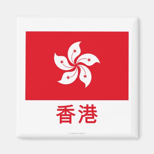 Hong Kong Vlag met naam in het Chinees Magneet (Voorkant)