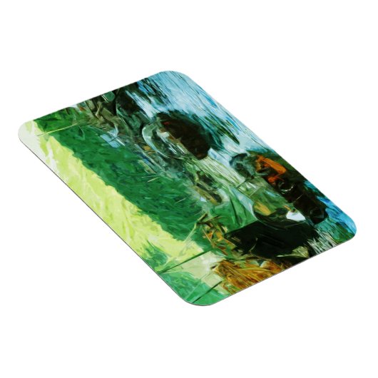 Hong Kong Water Taxis Abstract Impressionisme Magneet (Rechterzijde)