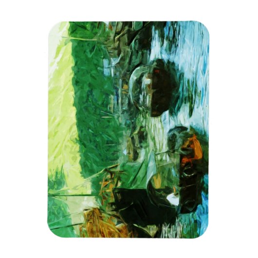 Hong Kong Water Taxis Abstract Impressionisme Magneet (Verticaal)