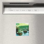 Hong Kong Water Taxis Abstract Impressionisme Magneet (Insitu (Vaatwasser))