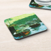 Hong Kong Water Taxis Abstract Impressionisme Onderzetter (Linkerzijde)