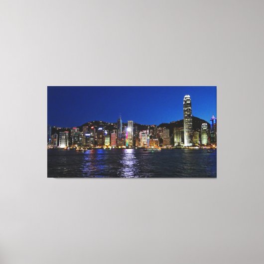 Hong Kong Waterfront Night Uitzicht Canvas Afdruk (Voorkant)