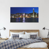 Hong Kong Waterfront Night Uitzicht Canvas Afdruk (Insitu (Slaapkamer))
