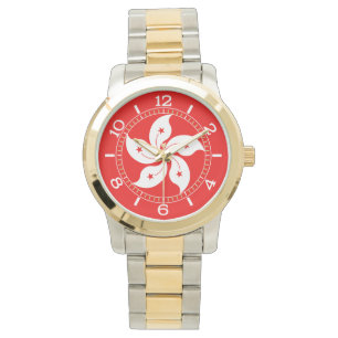 Hong Kong White Orchid Symbol Dial Horloge
