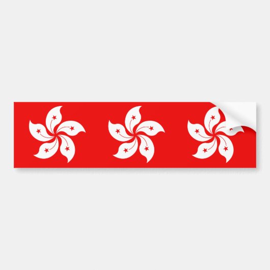 Hong Kong White Orchid Symbol on Red Bumpersticker (Voorkant)
