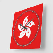 Hong Kong White Orchid Symbol Vierkante Klok (Hoek)