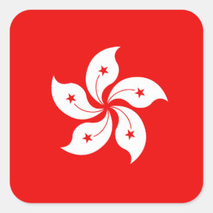 Hong Kong White Orchid Symbol Vierkante Sticker
