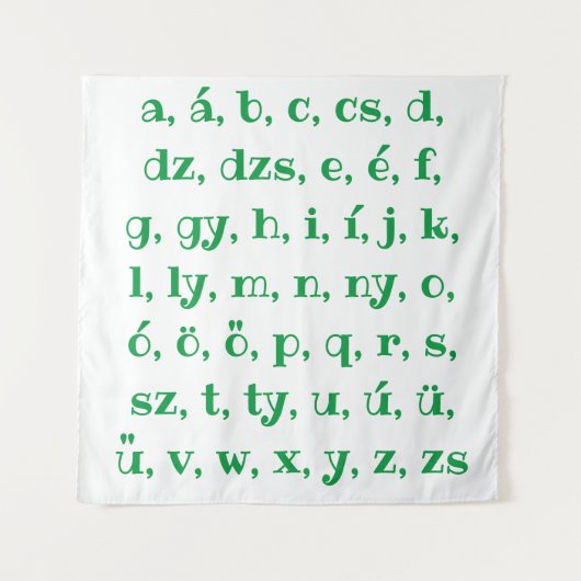 Hongaars alfabet in groen wandkleed (Voorkant)