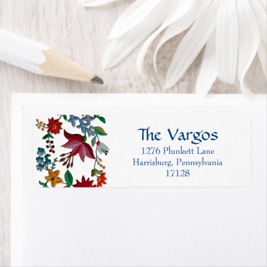 Hongaars Bloem borduurwerk ontwerp Etiket (Insitu)