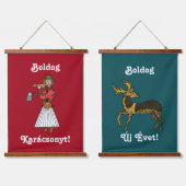 Hongaars: Boldog Karácsonyt! Boldog Új Évet. Hangend Wandkleed (Dubbel)