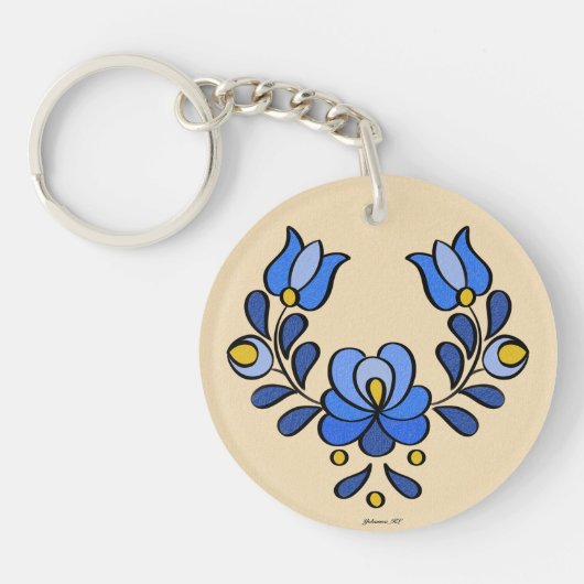 Hongaars borduurpatroon - Acryl Sleutelhanger (Voorkant)