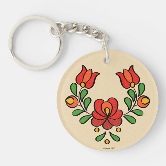Hongaars borduurpatroon - Acryl Sleutelhanger (Voorkant)