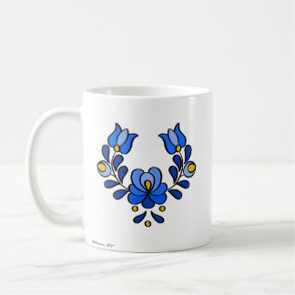 Hongaars borduurpatroon, "Matyó" -blauw Koffiemok