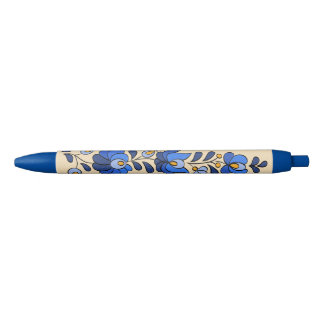 Hongaars borduurpatroon, "Matyó" Blauwe Inkt Pen
