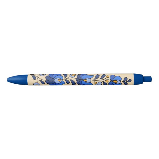 Hongaars borduurpatroon, "Matyó" Blauwe Inkt Pen (Voorkant)