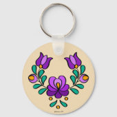 Hongaars borduurpatroon, "Matyó" - paarse Sleutelhanger (Achterkant)