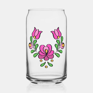 Hongaars Borduurpatroon, "Matyó" - roze Blikvorm Glas