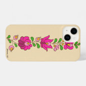 Hongaars Borduurpatroon, "Matyó" - roze iPhone Hoesje (Achterkant horizontaal)