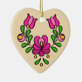 Hongaars Borduurpatroon, "Matyó" - roze Keramisch Ornament (Rechts)