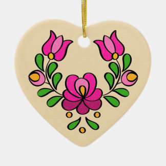 Hongaars Borduurpatroon, "Matyó" - roze Keramisch Ornament