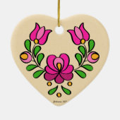 Hongaars Borduurpatroon, "Matyó" - roze Keramisch Ornament (Achterkant)