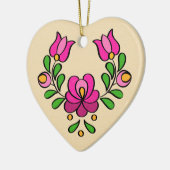Hongaars Borduurpatroon, "Matyó" - roze Keramisch Ornament (Links)