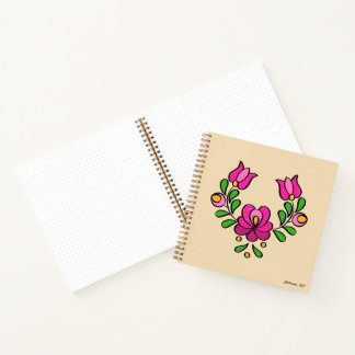 Hongaars Borduurpatroon, "Matyó" - roze Notitieboek