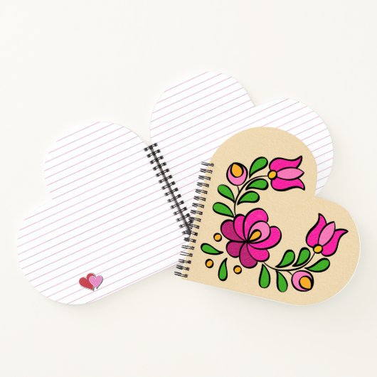 Hongaars Borduurpatroon, "Matyó" - roze Notitieboek (Binnen)