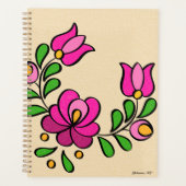 Hongaars Borduurpatroon, "Matyó" - roze Planner (Voorkant)