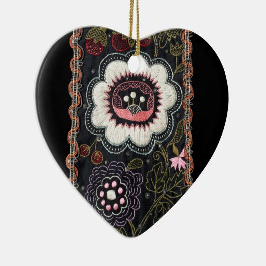  Hongaars Borduurwerk op zwart Keramisch Ornament (Rechts)