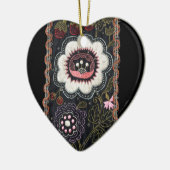  Hongaars Borduurwerk op zwart Keramisch Ornament (Links)