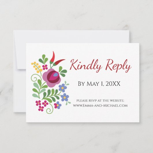 Hongaars design rode paprika's RSVP kaartje (Voorkant)