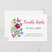 Hongaars design rode paprika's RSVP kaartje (Voorkant / Achterkant)