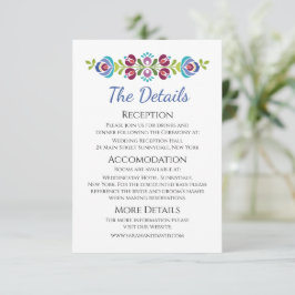 Hongaars Design Violet Bloemen Bruiloft Informatiekaartje