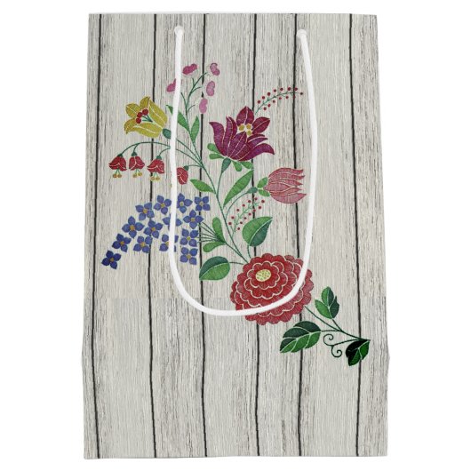 Hongaars Folk Art Bloemen en Rustiek Paar Medium Cadeauzakje (Achterkant)