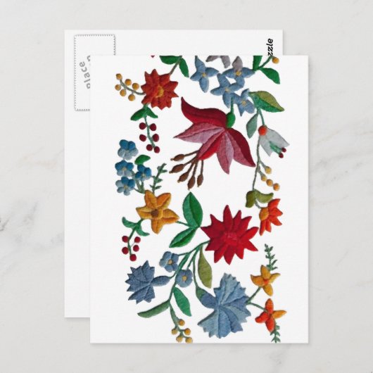 Hongaars Folkart Borduurwerk Briefkaart (Voorkant / Achterkant)