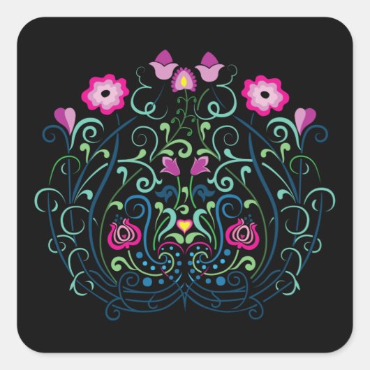 Hongaars Kalocsa Embroidery Pattern Vierkante Sticker (Voorkant)