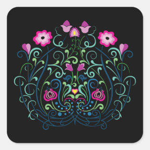 Hongaars Kalocsa Embroidery Pattern Vierkante Sticker