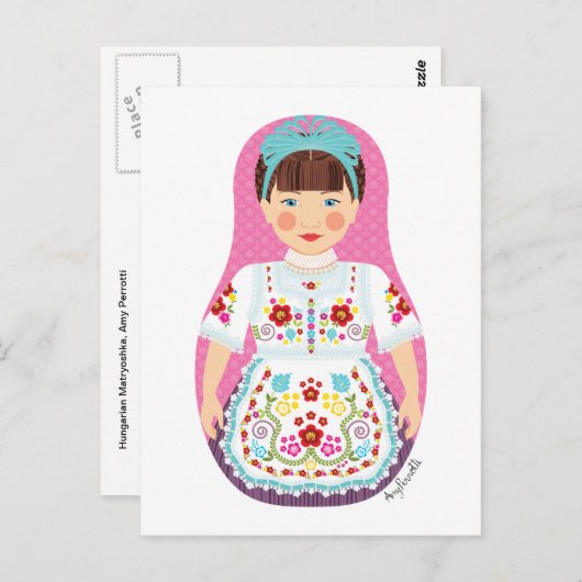 Hongaars Matryoshka Briefkaart (Voorkant / Achterkant)