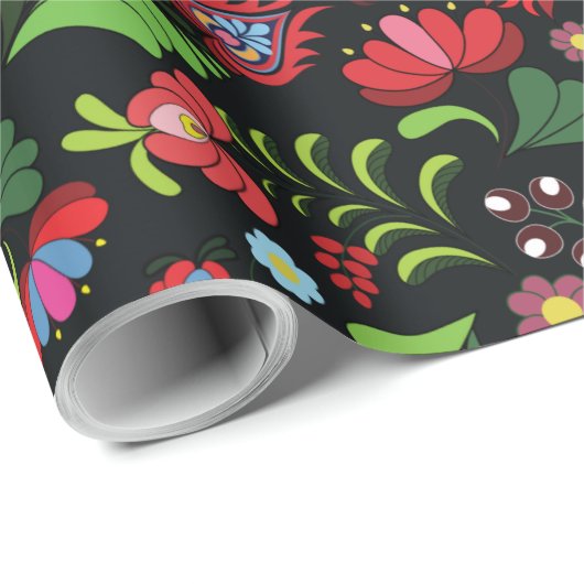 Hongaars Matyo Embroidery Design Cadeaupapier (Rol Hoek)