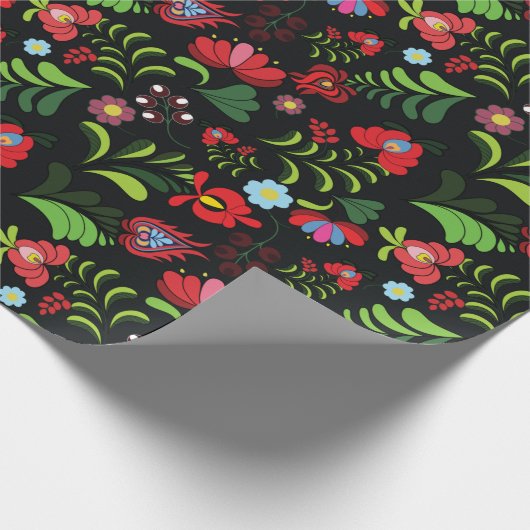 Hongaars Matyo Embroidery Design Cadeaupapier (Hoek)