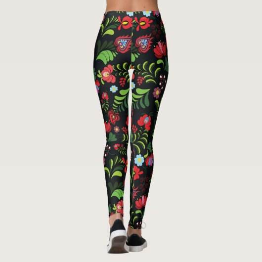 Hongaars Matyo Embroidery Pattern Leggings (Achterkant)